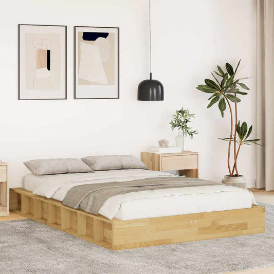 vidaXL Bed Frame | Oak | Solid oak wood | Double | Bed Frame | Rectangular
