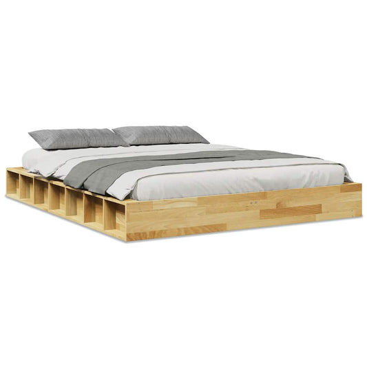 vidaXL Bed Frame | Oak | Solid oak wood | Double | Rectangle | Rustic | Durable