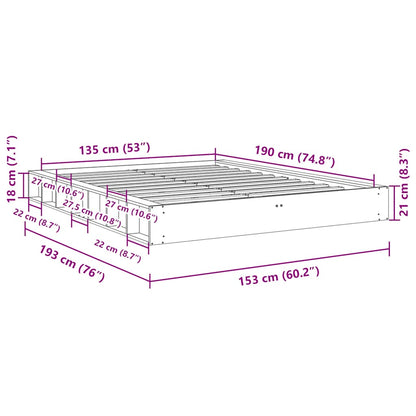 vidaXL Bed Frame | Oak | Solid oak wood | Double | Rectangle | Rustic | Durable