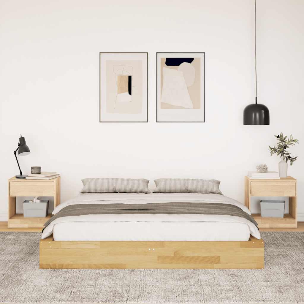 vidaXL Bed Frame without Mattress 140x190 cm Solid Wood Oak