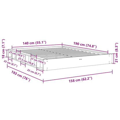 vidaXL Bed Frame without Mattress 140x190 cm Solid Wood Oak