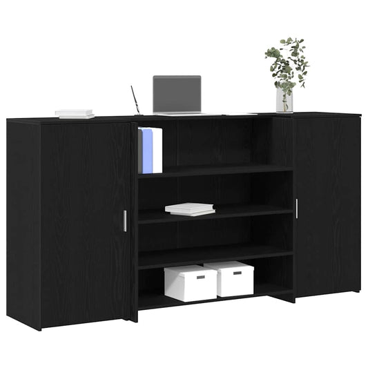 vidaXL Reception Desk Black Oak 200x50x103,5 cm Engineered Wood