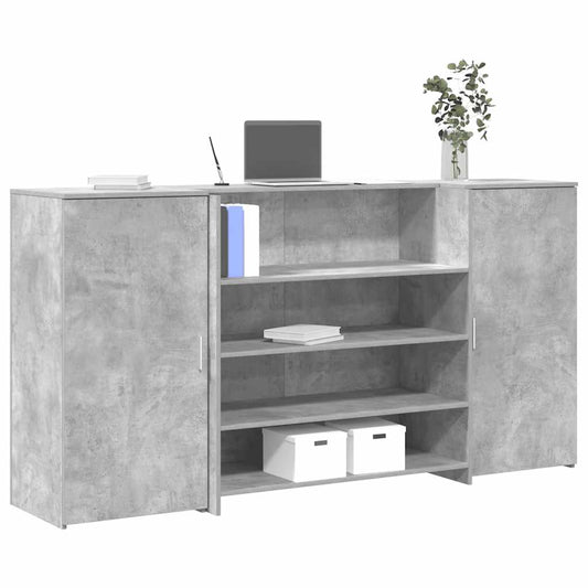 vidaXL Reception Desk Concrete Grey 200x50x103,5 cm Engineered Wood