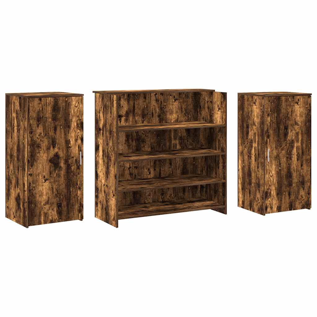 vidaXL Reception Desk Smoked Oak 200x50x103.5 cm Engineered Wood