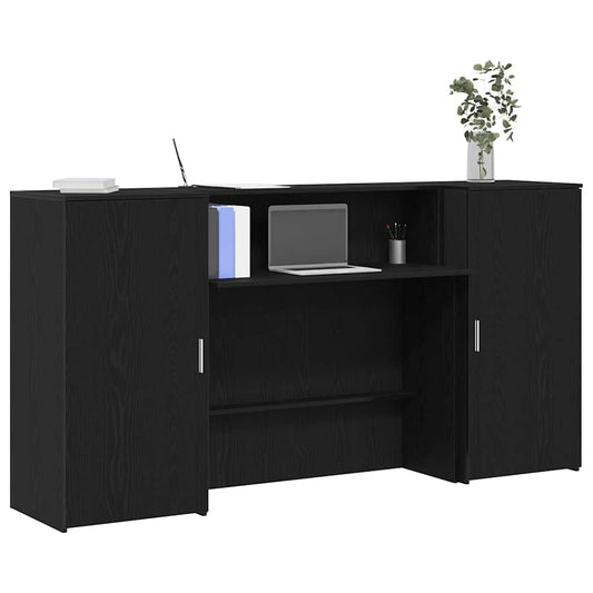 vidaXL Reception Desk Black Oak 200x50x103,5 cm Engineered Wood