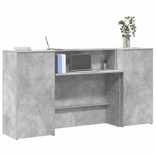 vidaXL Reception Desk Concrete Grey 200x50x103,5 cm Engineered Wood