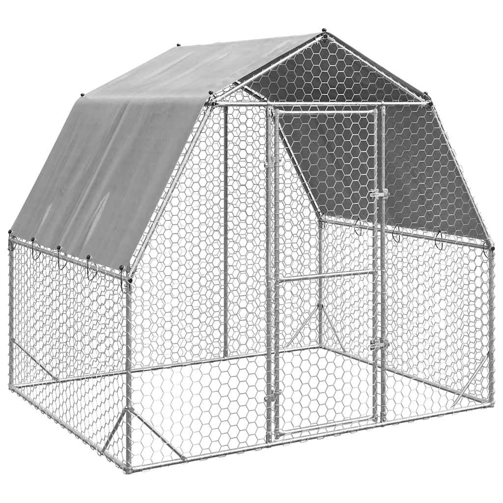 vidaXL Chicken Run with Roof 2,5x2x2,25 m Galvanised Steel