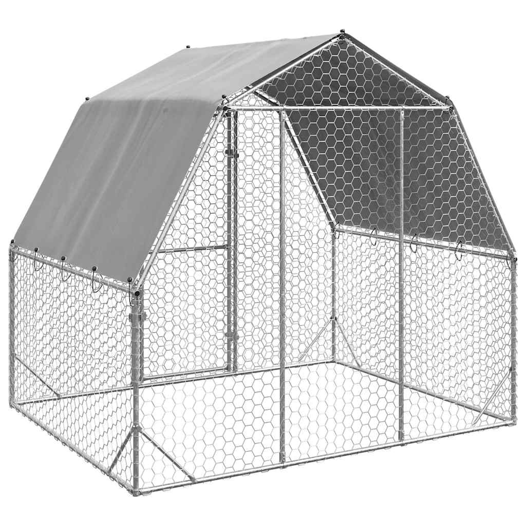 vidaXL Chicken Run with Roof 2.5x2x2.25 m Galvanised Steel