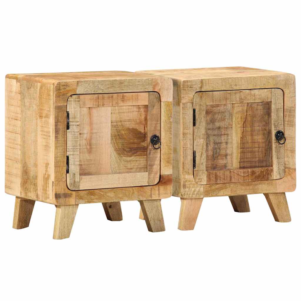 vidaXL Bedside Cabinet 2 pcs 40x32x46 cm Solid Wood Rough Mango