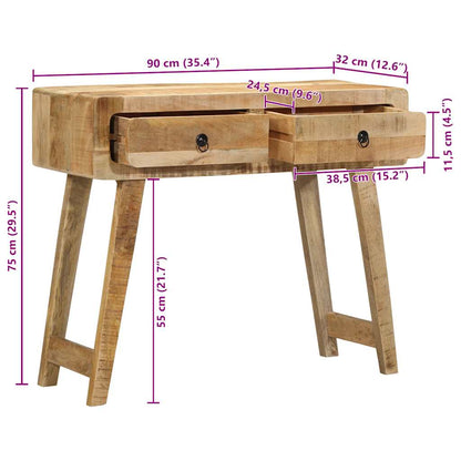 vidaXL Console Table 90x32x75 cm Solid Wood Rough Mango
