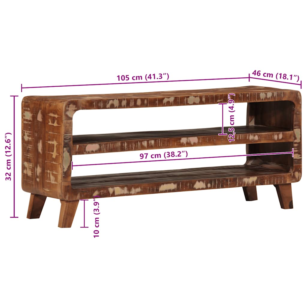vidaXL TV Cabinet 105x46x32 cm Solid Wood Reclaimed
