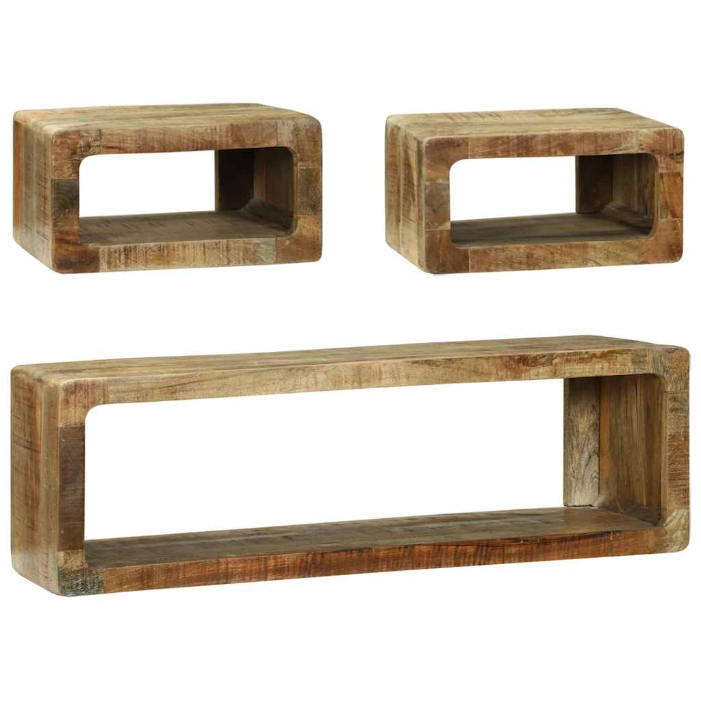vidaXL TV Cabinet Set with Shelf 3 pcs Brown Solid Mango wood