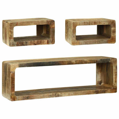 vidaXL TV Cabinet Set with Shelf 3 pcs Brown Solid Mango wood