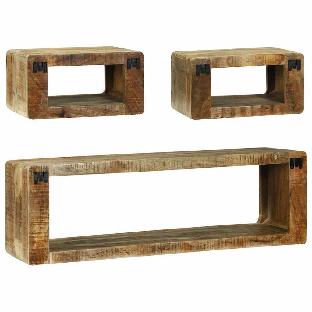 vidaXL TV Cabinet Set with Shelf 3 pcs Brown Solid Mango wood
