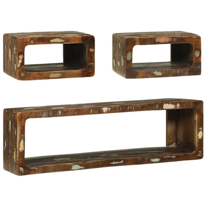 vidaXL TV Cabinet Set with Shelf 3 pcs Multicolour Solid Reclaim wood