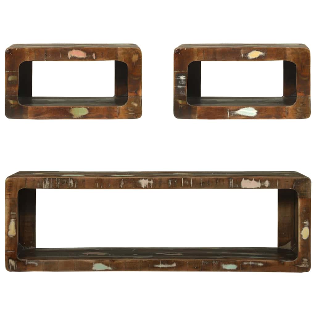 vidaXL TV Cabinet Set with Shelf 3 pcs Multicolour Solid Reclaim wood