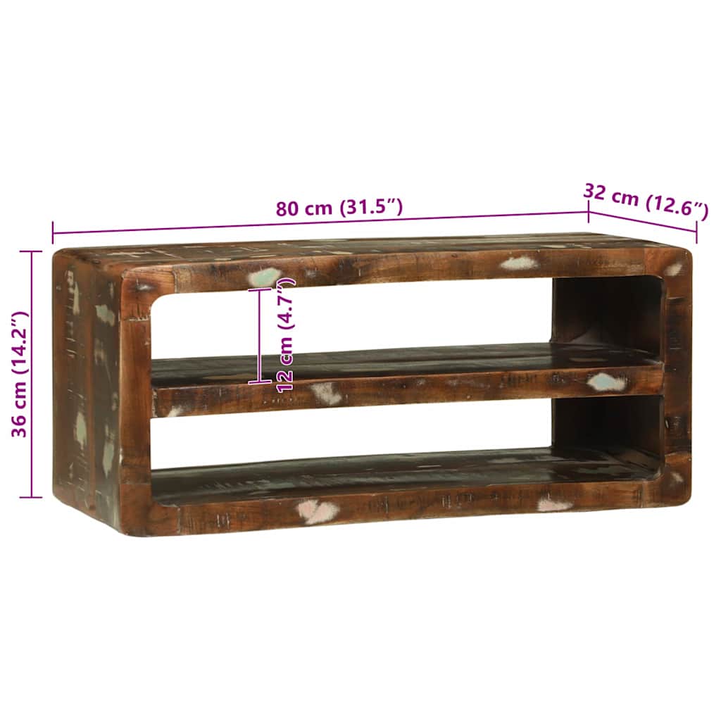 vidaXL TV Cabinet Multicolour 80 x 32 x 36 cm Solid Reclaim wood