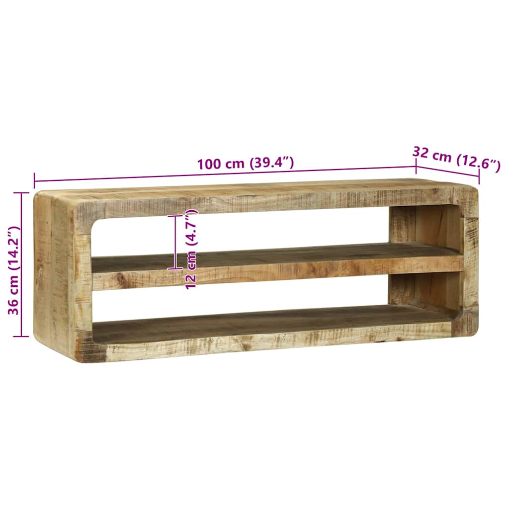 vidaXL TV Cabinet with Shelf Brown 100 x 32 x 36 cm Solid Mango wood