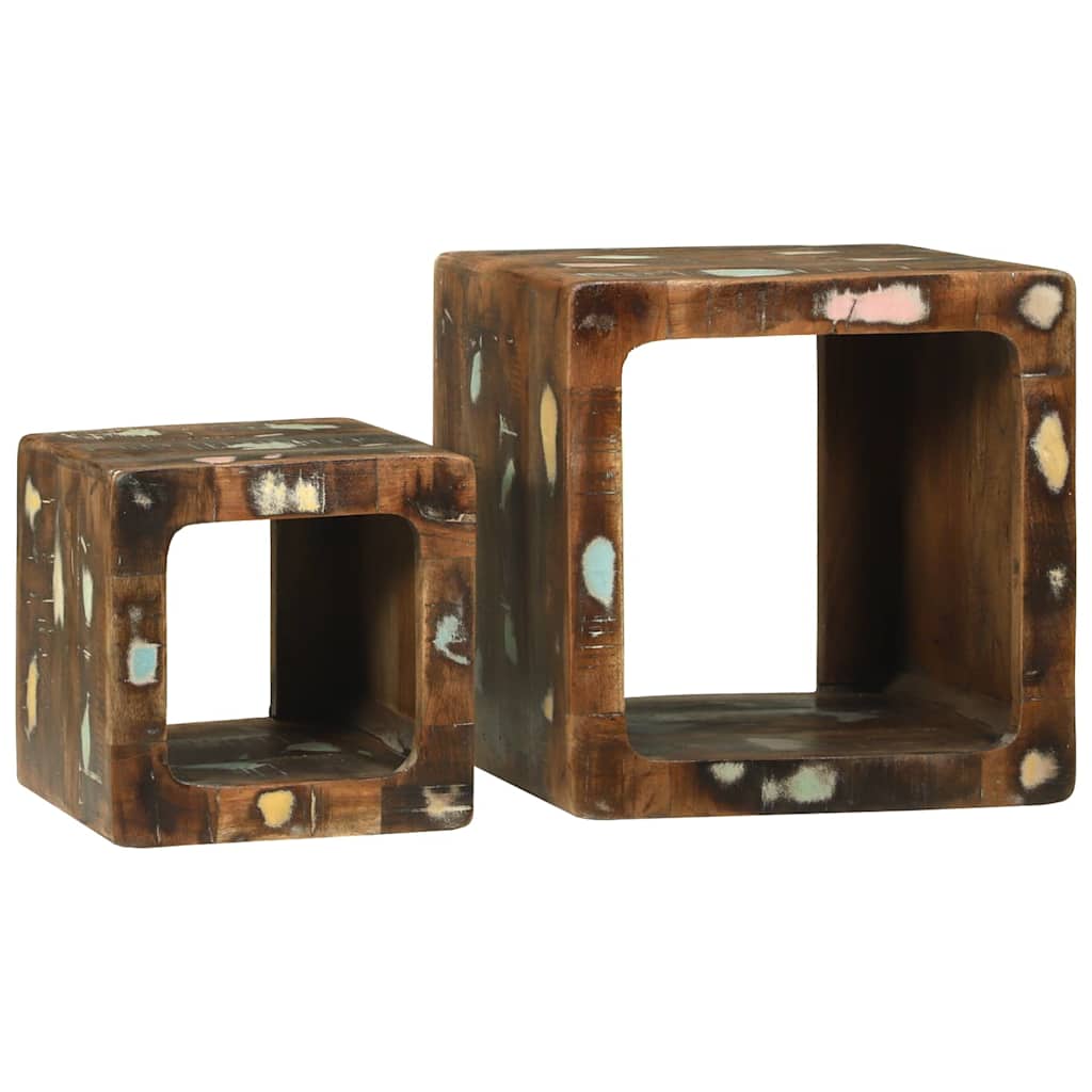 vidaXL TV Units 2 pcs Multicolour 36 x 30 x 36 cm Solid Reclaim Wood