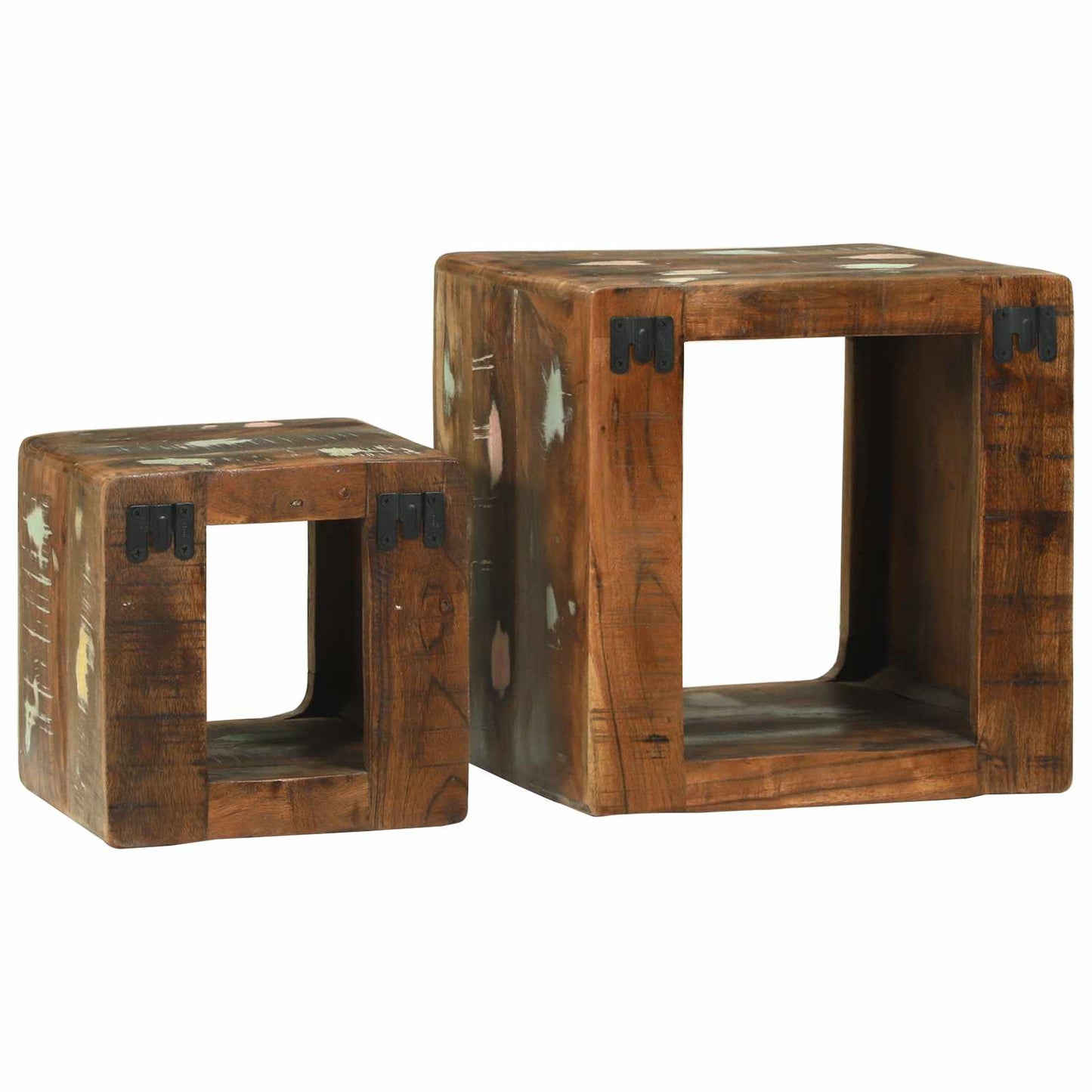 vidaXL TV Units 2 pcs Multicolour 36 x 30 x 36 cm Solid Reclaim Wood