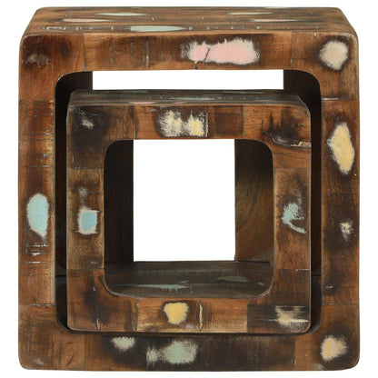 vidaXL TV Units 2 pcs Multicolour 36 x 30 x 36 cm Solid Reclaim Wood