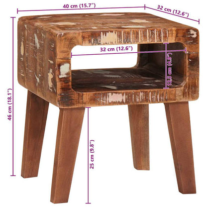 vidaXL End Table with Shelf Brown 40 x 32 x 46 cm Solid Reclaim Wood
