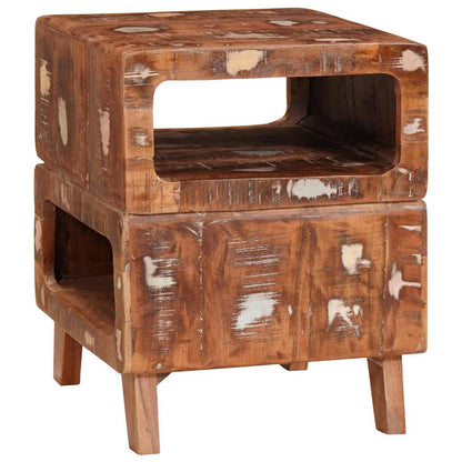 vidaXL End Table with Shelf Brown 40 x 40 x 49 cm Solid Reclaim Wood