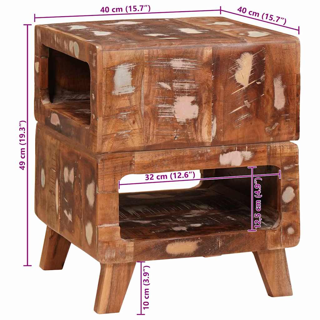 vidaXL End Table with Shelf Brown 40 x 40 x 49 cm Solid Reclaim Wood