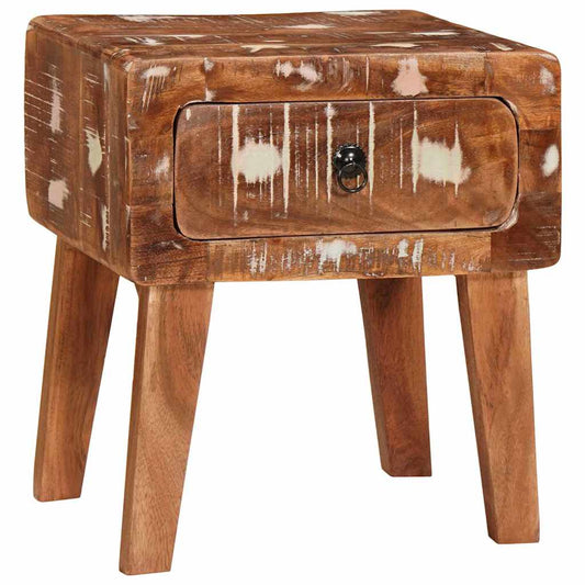 vidaXL End Table with Drawer Brown 40 x 32 x 46 cm Solid Reclaim Wood