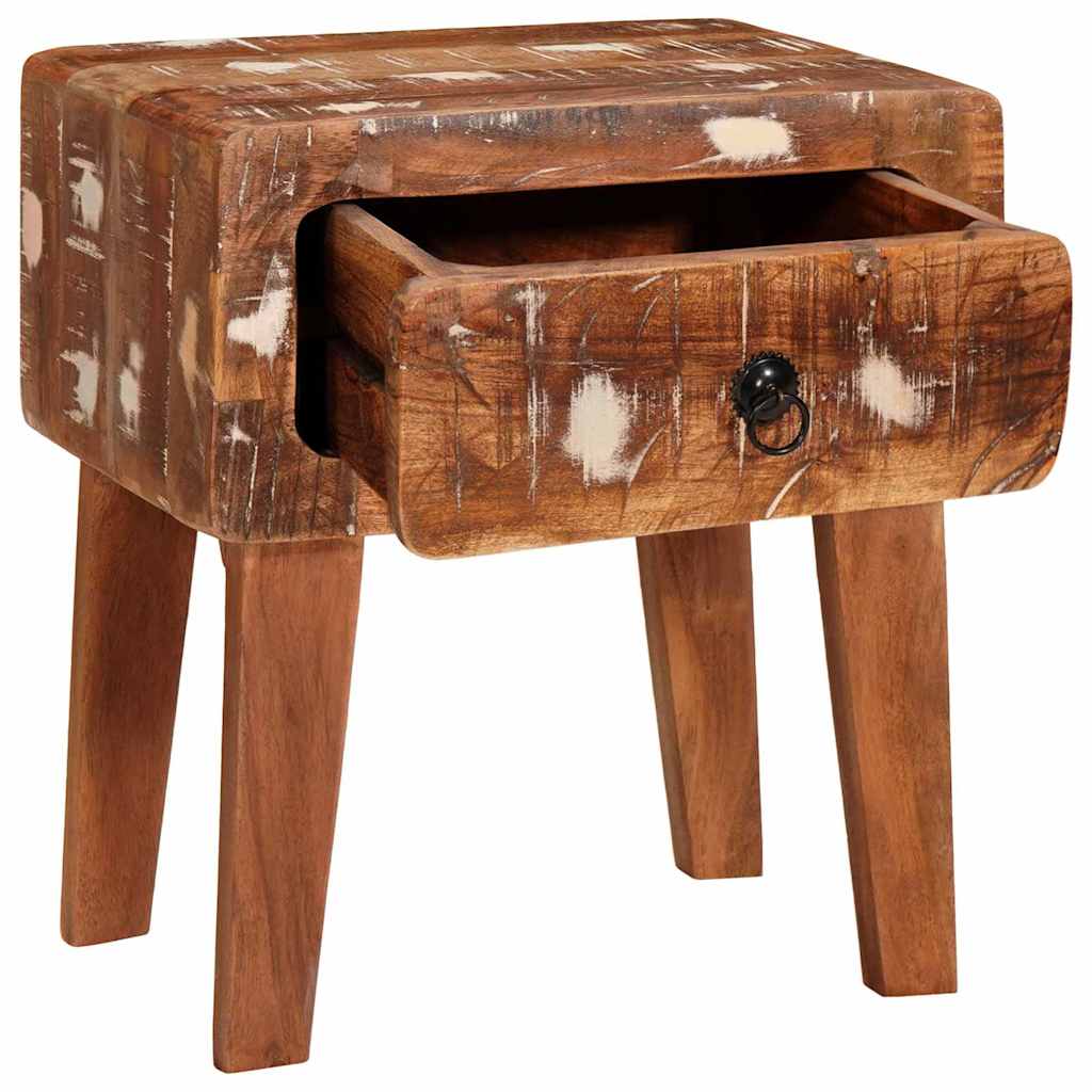 vidaXL End Table with Drawer Brown 40 x 32 x 46 cm Solid Reclaim Wood