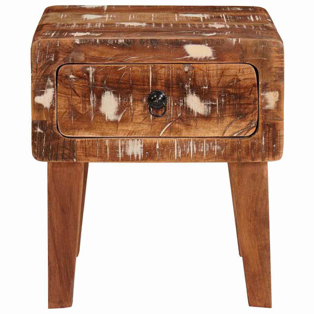 vidaXL End Table with Drawer Brown 40 x 32 x 46 cm Solid Reclaim Wood