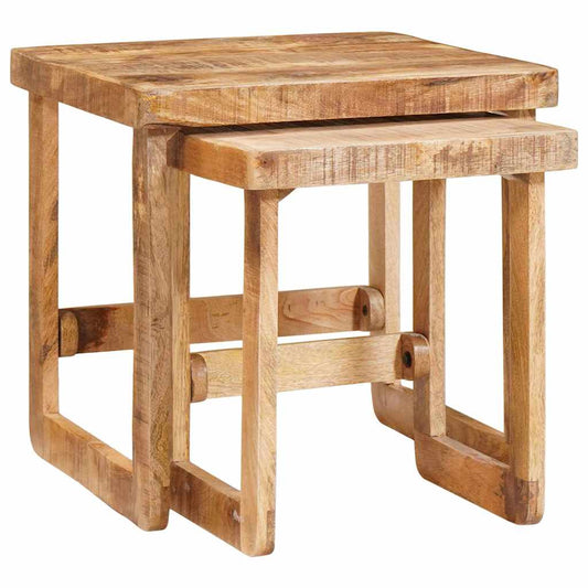 vidaXL Nesting Tables 2 pcs Brown 46 x 46 x 45 cm Solid Mango Wood