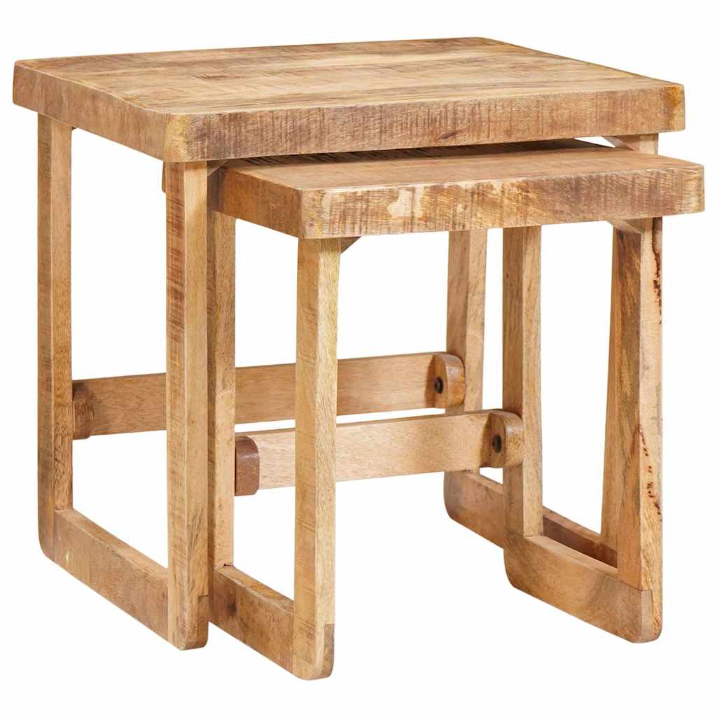 vidaXL Nesting Tables 2 pcs Brown 46 x 46 x 45 cm Solid Mango Wood