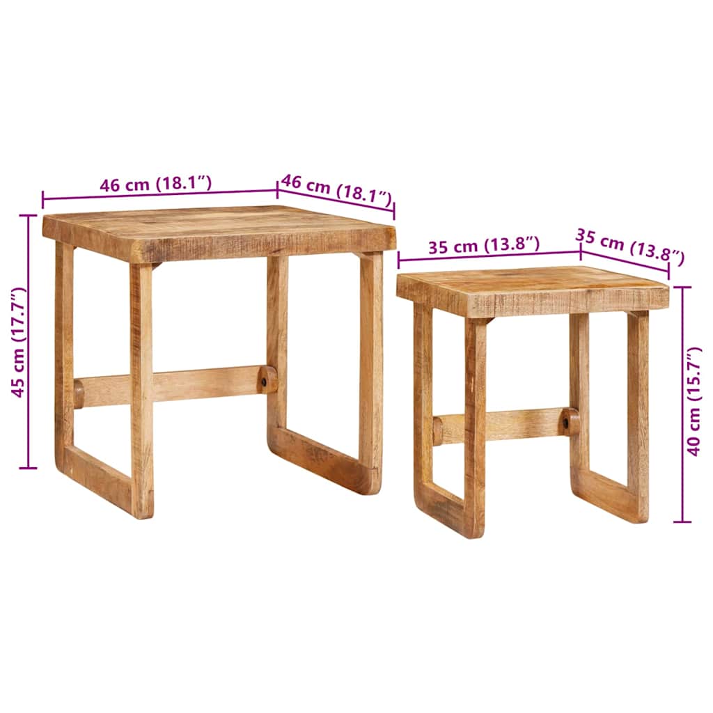 vidaXL Nesting Tables 2 pcs Brown 46 x 46 x 45 cm Solid Mango Wood