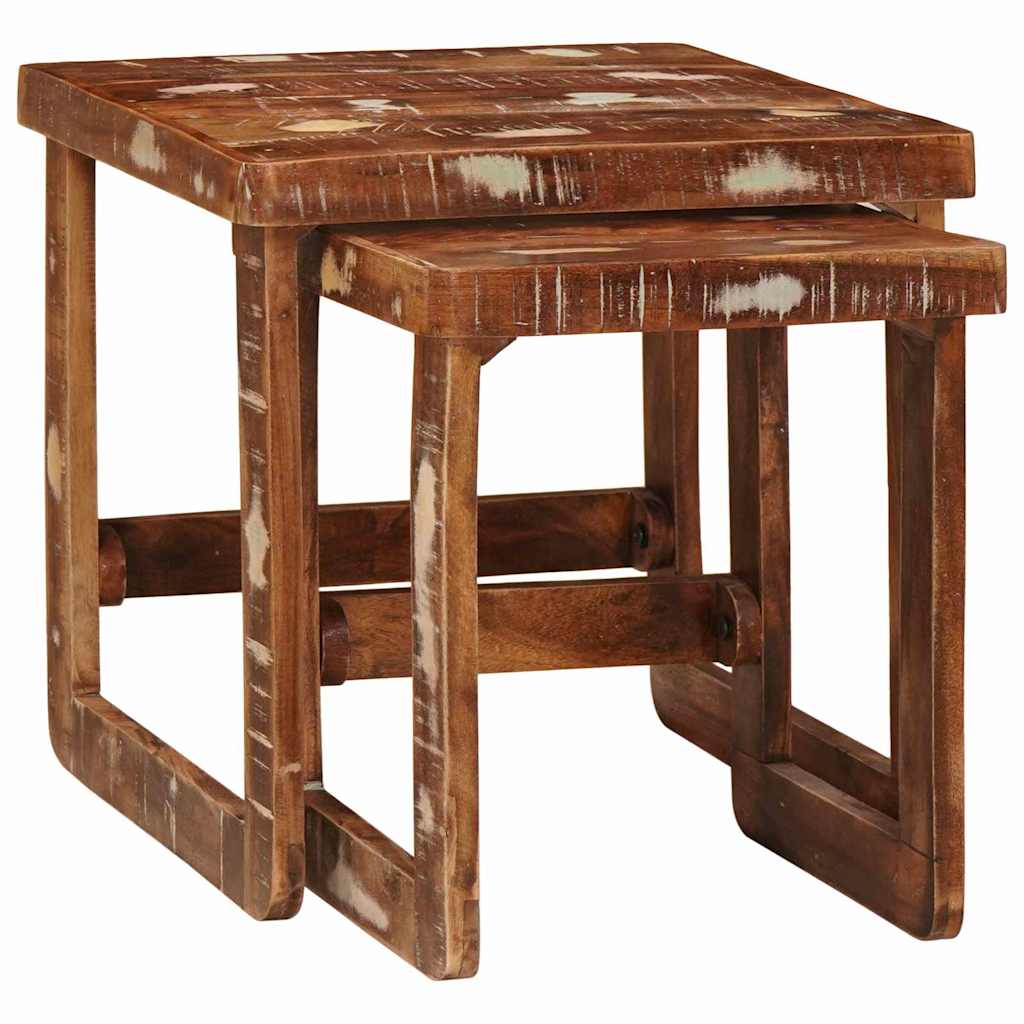 vidaXL Nesting Tables 2 pcs Brown 46 x 46 x 45 cm Solid Reclaim Wood