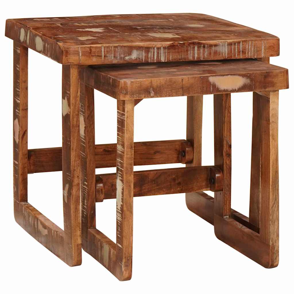 vidaXL Nesting Tables 2 pcs Brown 46 x 46 x 45 cm Solid Reclaim Wood