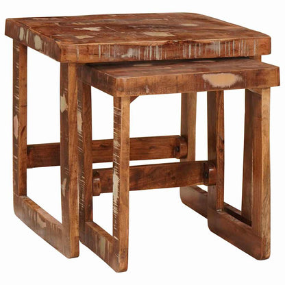 vidaXL Nesting Tables 2 pcs Brown 46 x 46 x 45 cm Solid Reclaim Wood