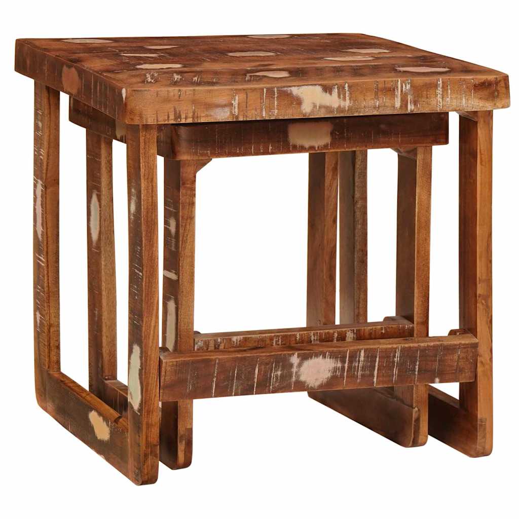 vidaXL Nesting Tables 2 pcs Brown 46 x 46 x 45 cm Solid Reclaim Wood