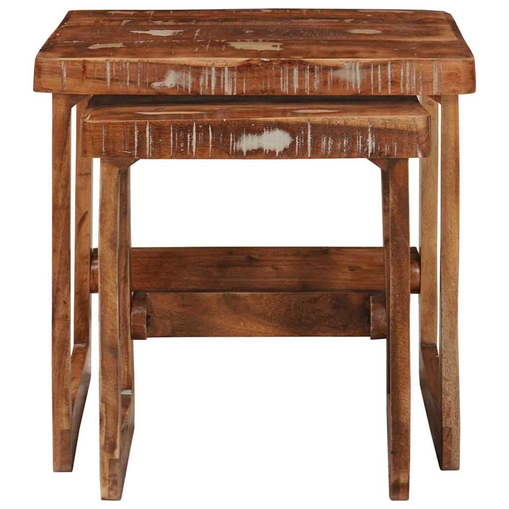 vidaXL Nesting Tables 2 pcs Brown 46 x 46 x 45 cm Solid Reclaim Wood