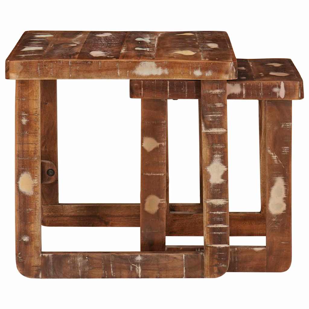 vidaXL Nesting Tables 2 pcs Brown 46 x 46 x 45 cm Solid Reclaim Wood