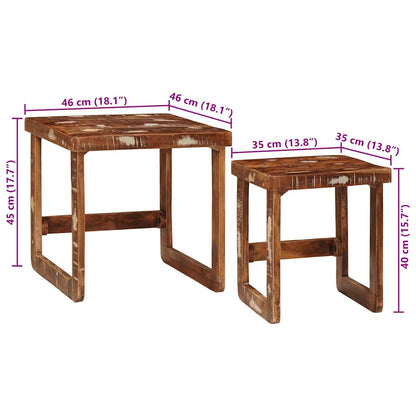 vidaXL Nesting Tables 2 pcs Brown 46 x 46 x 45 cm Solid Reclaim Wood