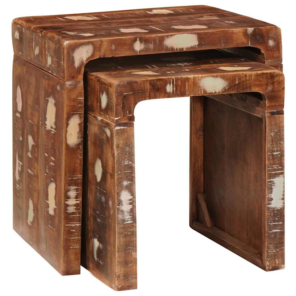 vidaXL Nesting Tables 2 pcs Brown 46 x 40 x 46 cm Solid Reclaim Wood