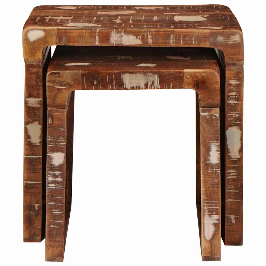 vidaXL Nesting Tables 2 pcs Brown 46 x 40 x 46 cm Solid Reclaim Wood