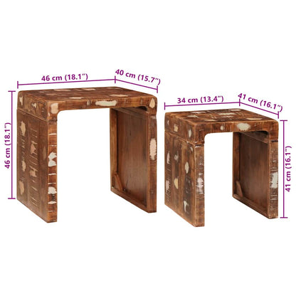 vidaXL Nesting Tables 2 pcs Brown 46 x 40 x 46 cm Solid Reclaim Wood