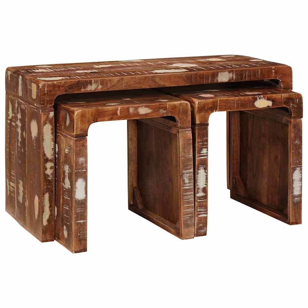 vidaXL Nesting Table 3 pcs Brown Solid Reclaim Wood
