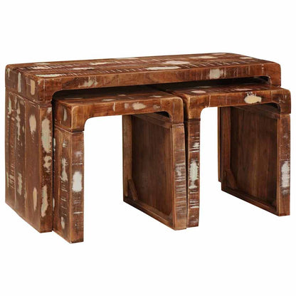vidaXL Nesting Table 3 pcs Brown Solid Reclaim Wood