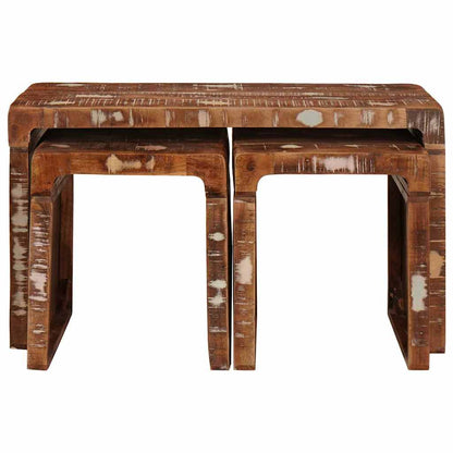 vidaXL Nesting Table 3 pcs Brown Solid Reclaim Wood
