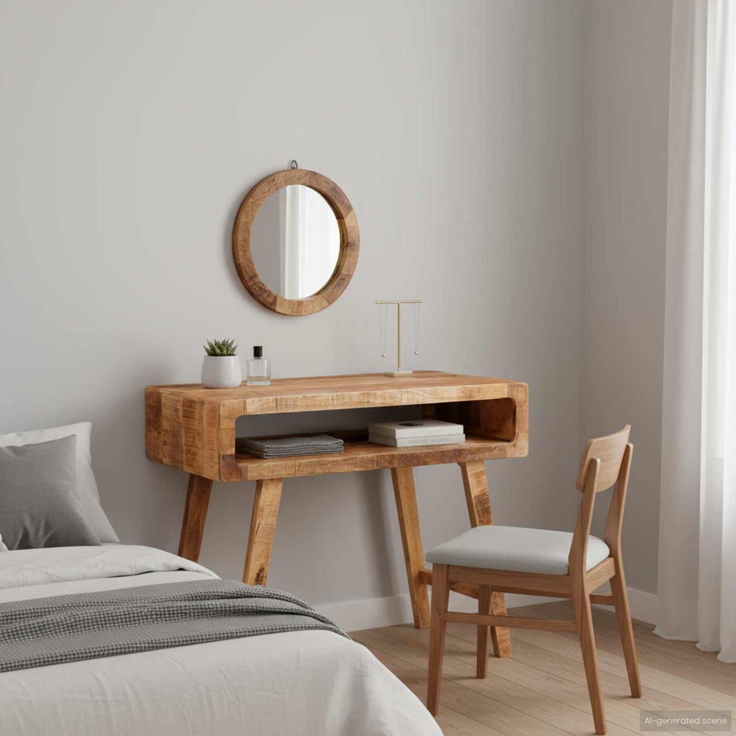 vidaXL Dressing Table Brown 90 x 76 x 45 cm Solid Mango Wood