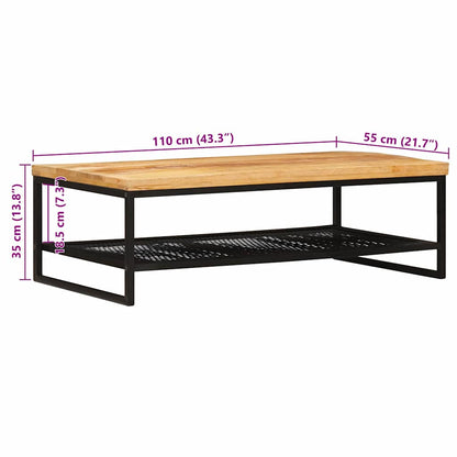 vidaXL Coffee Table Brown and Black 110 x 55 x 35 cm Solid Mango Wood