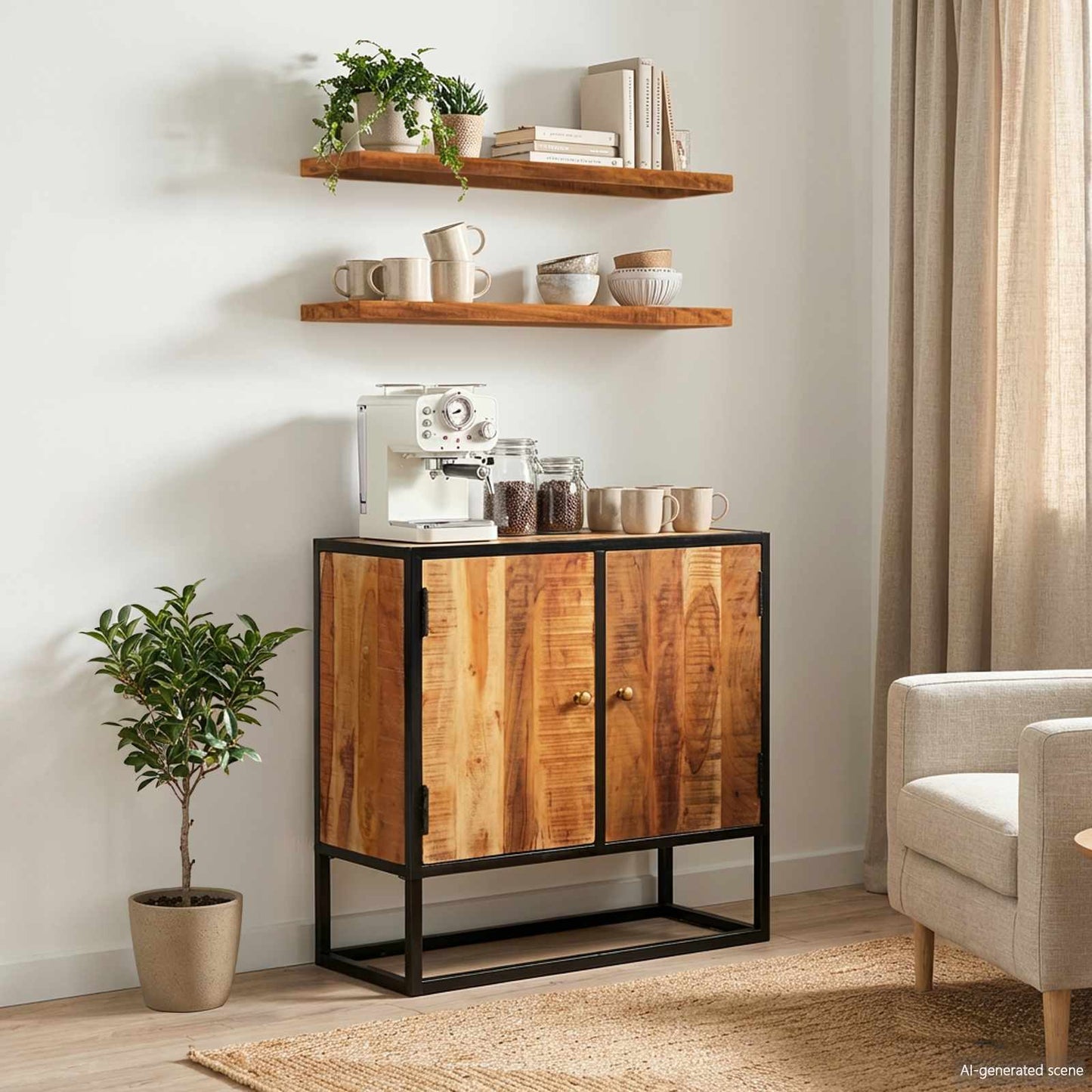 vidaXL TV Cabinet Natural 110 x 30 x 44 cm Solid Acacia Wood